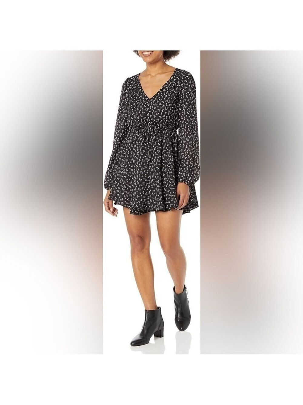 STEVE MADDEN PRINTED BLACK AND WHITE MINI DRESS XS